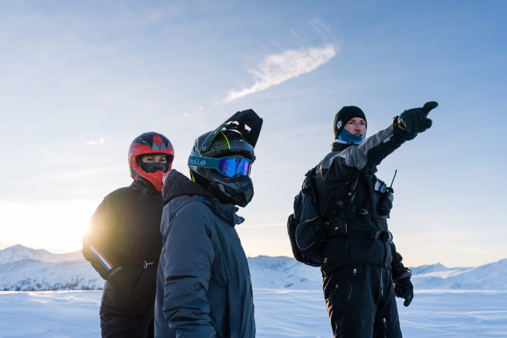 Private group snowmobile tour with dedicated guide near Vail, Colorado.